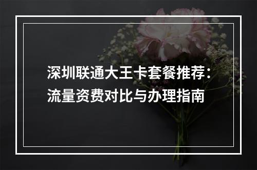 深圳联通大王卡套餐推荐：流量资费对比与办理指南