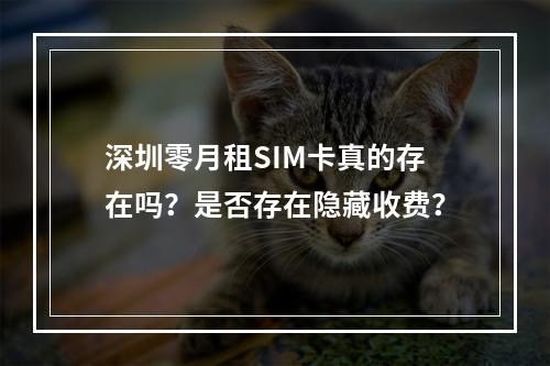深圳零月租SIM卡真的存在吗？是否存在隐藏收费？