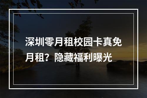 深圳零月租校园卡真免月租？隐藏福利曝光
