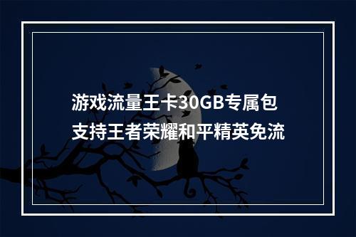 游戏流量王卡30GB专属包支持王者荣耀和平精英免流