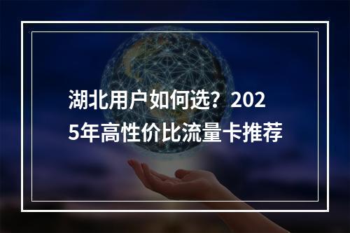 湖北用户如何选？2025年高性价比流量卡推荐