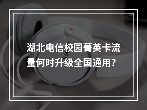 湖北电信校园菁英卡流量何时升级全国通用？