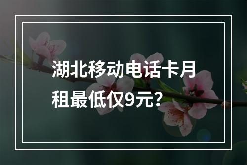 湖北移动电话卡月租最低仅9元？