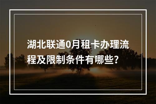 湖北联通0月租卡办理流程及限制条件有哪些？