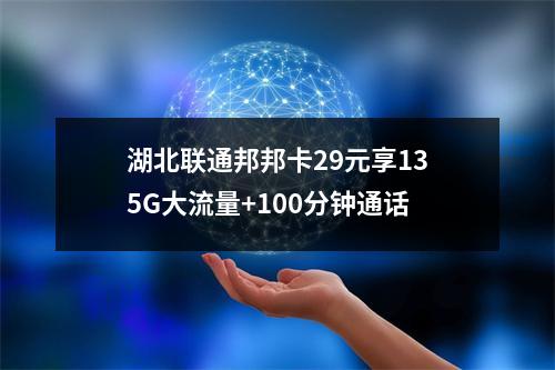 湖北联通邦邦卡29元享135G大流量+100分钟通话