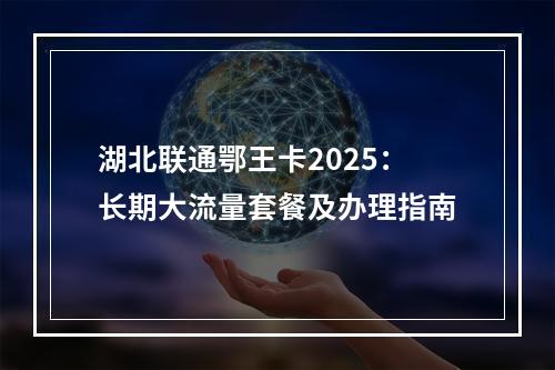 湖北联通鄂王卡2025：长期大流量套餐及办理指南