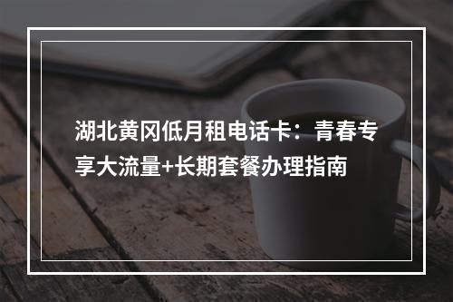湖北黄冈低月租电话卡：青春专享大流量+长期套餐办理指南