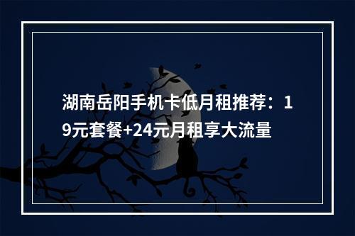 湖南岳阳手机卡低月租推荐：19元套餐+24元月租享大流量