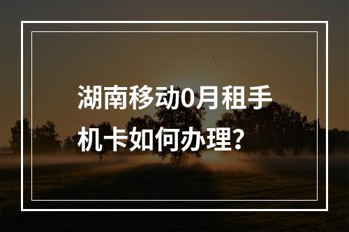 湖南移动0月租手机卡如何办理？