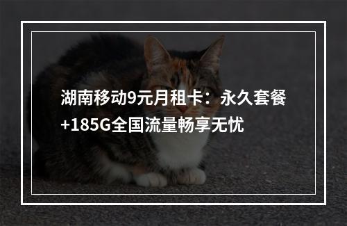 湖南移动9元月租卡：永久套餐+185G全国流量畅享无忧