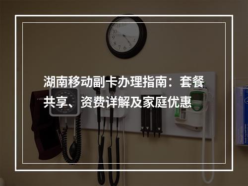 湖南移动副卡办理指南：套餐共享、资费详解及家庭优惠