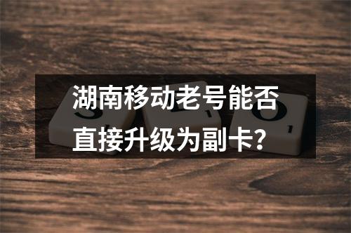 湖南移动老号能否直接升级为副卡？