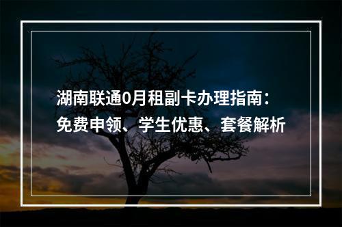 湖南联通0月租副卡办理指南：免费申领、学生优惠、套餐解析