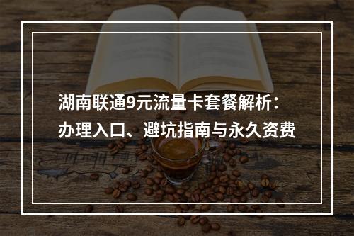湖南联通9元流量卡套餐解析：办理入口、避坑指南与永久资费