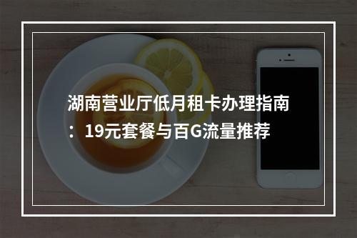 湖南营业厅低月租卡办理指南：19元套餐与百G流量推荐