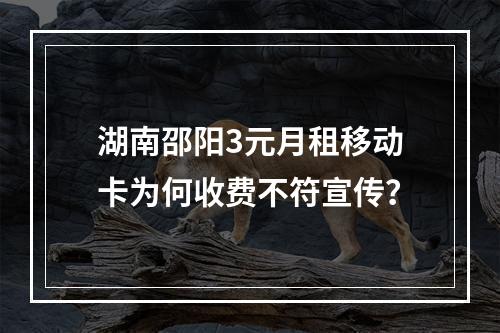 湖南邵阳3元月租移动卡为何收费不符宣传？