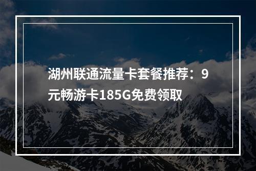 湖州联通流量卡套餐推荐：9元畅游卡185G免费领取