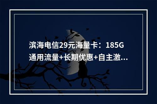 滨海电信29元海量卡：185G通用流量+长期优惠+自主激活