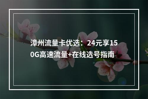 漳州流量卡优选：24元享150G高速流量+在线选号指南