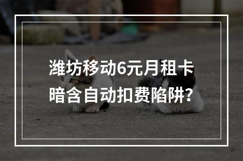 潍坊移动6元月租卡暗含自动扣费陷阱？