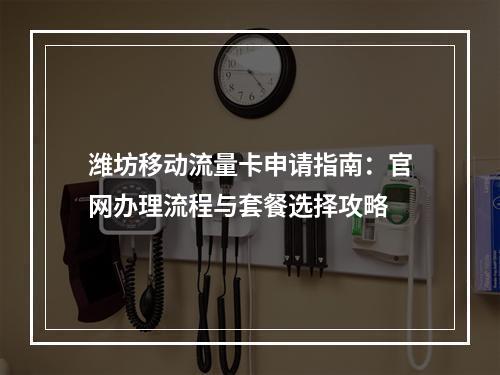 潍坊移动流量卡申请指南：官网办理流程与套餐选择攻略