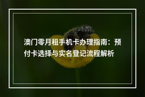 澳门零月租手机卡办理指南：预付卡选择与实名登记流程解析
