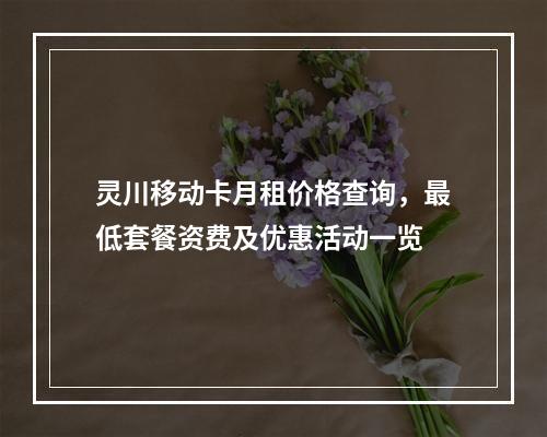 灵川移动卡月租价格查询，最低套餐资费及优惠活动一览