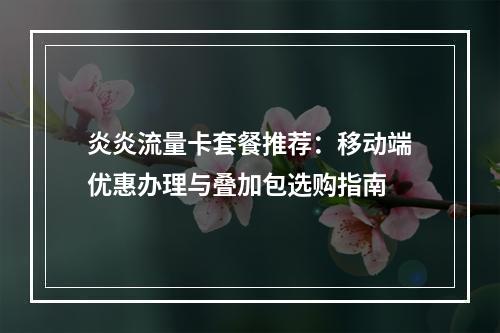 炎炎流量卡套餐推荐：移动端优惠办理与叠加包选购指南
