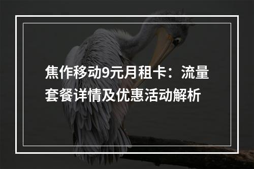 焦作移动9元月租卡：流量套餐详情及优惠活动解析
