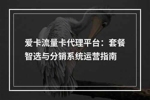 爱卡流量卡代理平台：套餐智选与分销系统运营指南