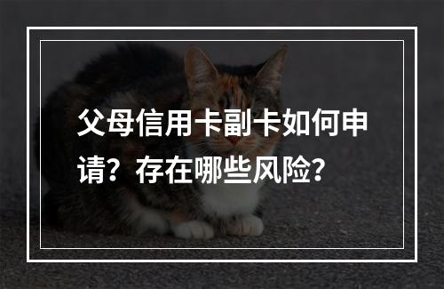 父母信用卡副卡如何申请？存在哪些风险？
