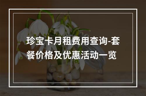 珍宝卡月租费用查询-套餐价格及优惠活动一览