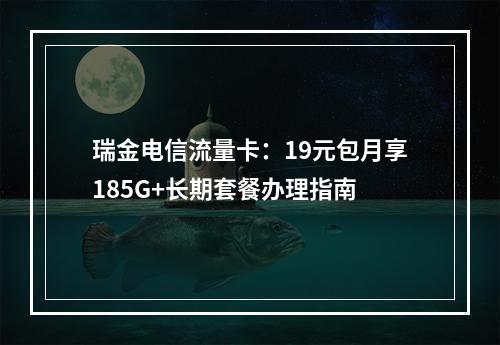 瑞金电信流量卡：19元包月享185G+长期套餐办理指南