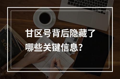 甘区号背后隐藏了哪些关键信息？