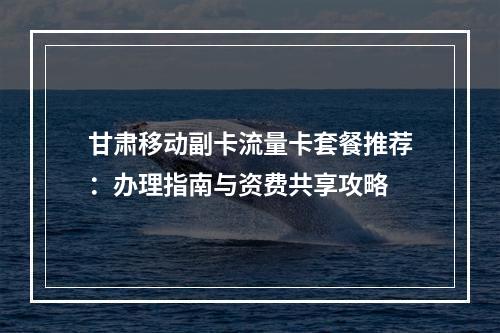 甘肃移动副卡流量卡套餐推荐：办理指南与资费共享攻略