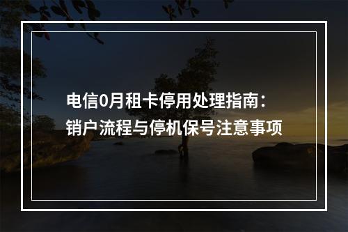 电信0月租卡停用处理指南：销户流程与停机保号注意事项