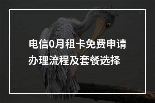 电信0月租卡免费申请办理流程及套餐选择