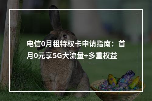电信0月租特权卡申请指南：首月0元享5G大流量+多重权益