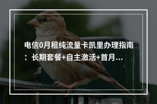 电信0月租纯流量卡凯里办理指南：长期套餐+自主激活+首月优惠