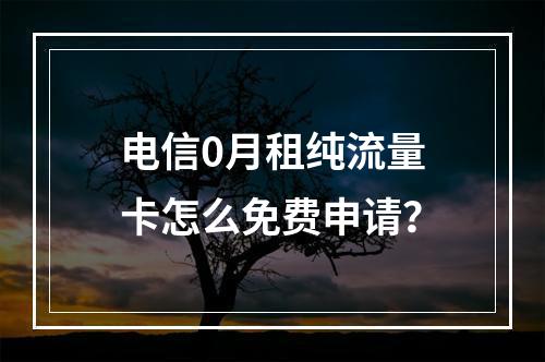 电信0月租纯流量卡怎么免费申请？