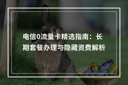 电信0流量卡精选指南：长期套餐办理与隐藏资费解析