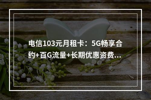 电信103元月租卡：5G畅享合约+百G流量+长期优惠资费解析