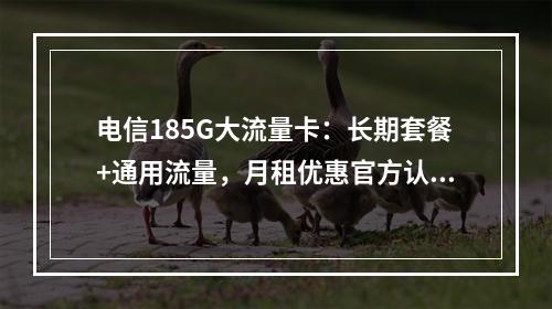 电信185G大流量卡：长期套餐+通用流量，月租优惠官方认证