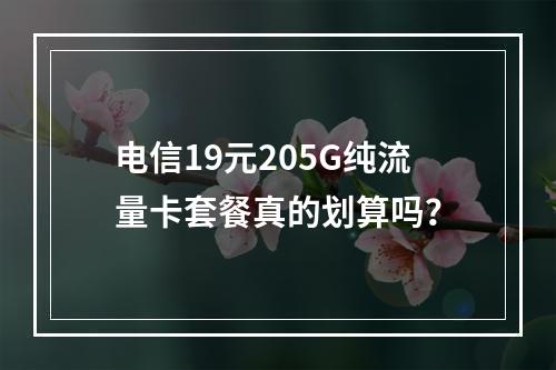 电信19元205G纯流量卡套餐真的划算吗？