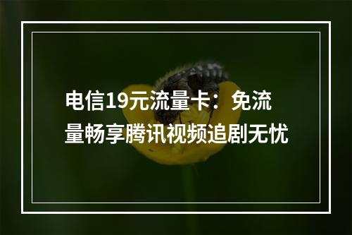 电信19元流量卡：免流量畅享腾讯视频追剧无忧