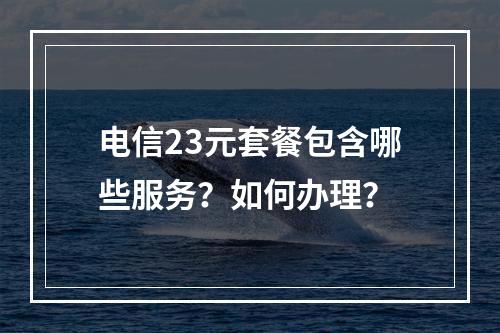 电信23元套餐包含哪些服务？如何办理？