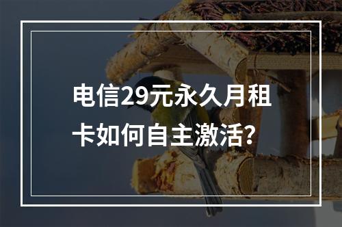 电信29元永久月租卡如何自主激活？