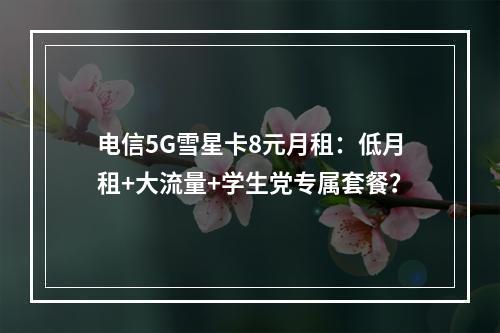 电信5G雪星卡8元月租：低月租+大流量+学生党专属套餐？