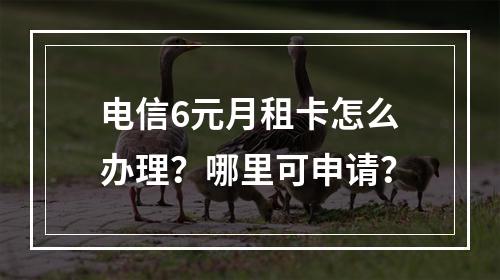 电信6元月租卡怎么办理？哪里可申请？