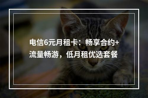 电信6元月租卡：畅享合约+流量畅游，低月租优选套餐
